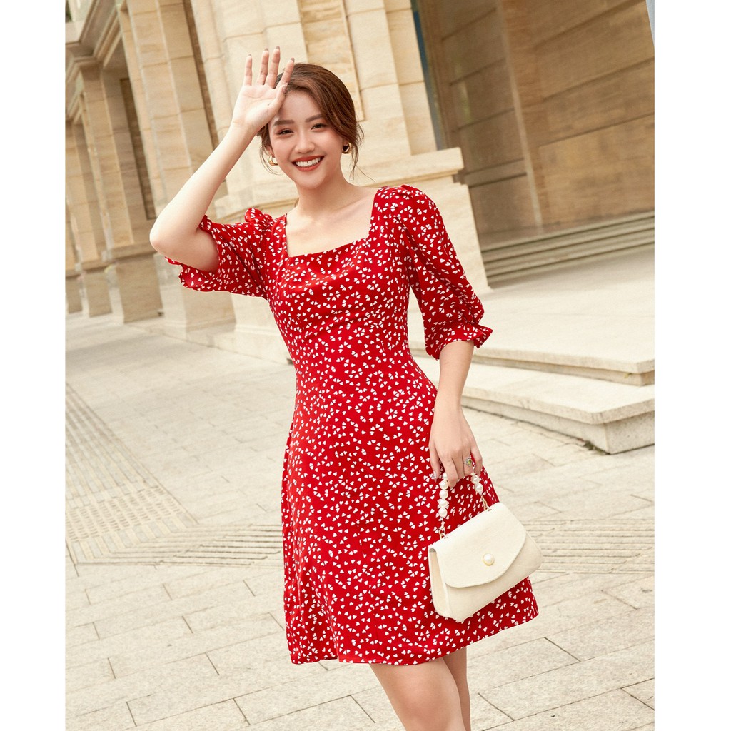 OLV - Đầm Berry Heart Square Neck