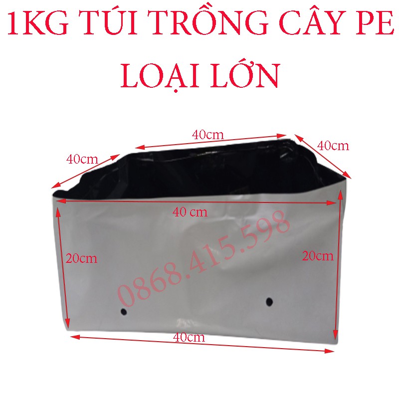 túi trồng cây,trồng rau, trồng hoa cảnh,ươm cây con  kích thước cao 20cm (khi bung ra), Đáy Vuông 40x40cm 1kg 19-20 cái