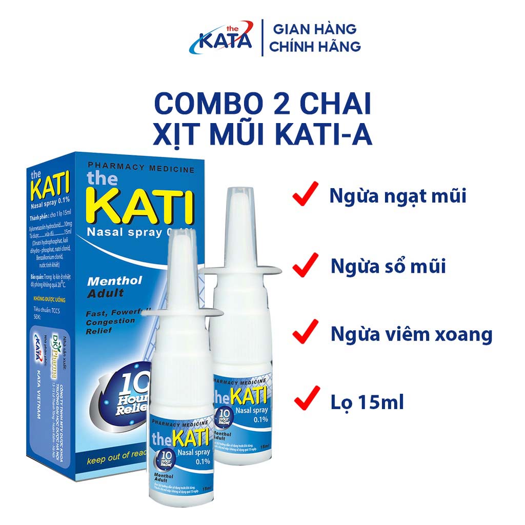 Combo 2 Chai Xịt Ngạt Mũi, Viêm Mũi Xoang Kati A 15ml - KP013