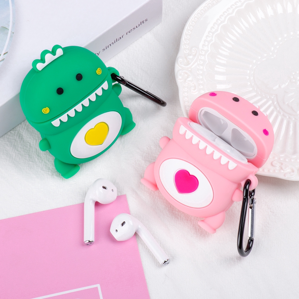 Hộp Đựng Bảo Vệ Tai Nghe Bluetooth Hình Khủng Long Đáng Yêu Cho Apple Airpods 1/2