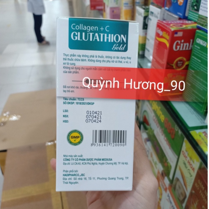 Viên uống COLLAGEN +C Glutathion gold lọ 30 viên giúp đẹp da chống lão hóa