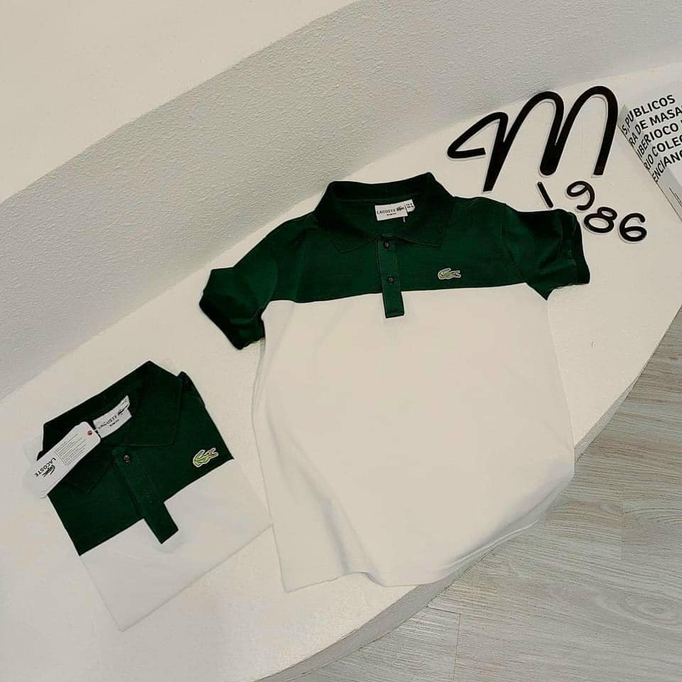 Áo polo nữ thun cổ bẻ cá sấu phối màu xanh trắng xuất dư hàng cao cấp