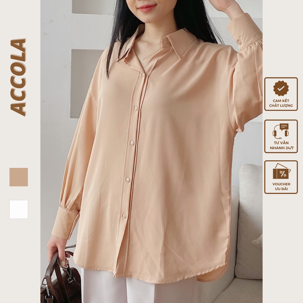 Áo sơ mi nữ freesize korea chất liệu lụa lạnh by Accola Made 1702