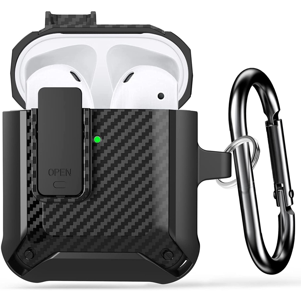 Vỏ Bảo Vệ Hộp Sạc Tai Nghe AirPods 1 2 3 Pro 2 Pro2 Kết Cấu Sợi Carbon Chống Sốc Kèm Móc Khóa