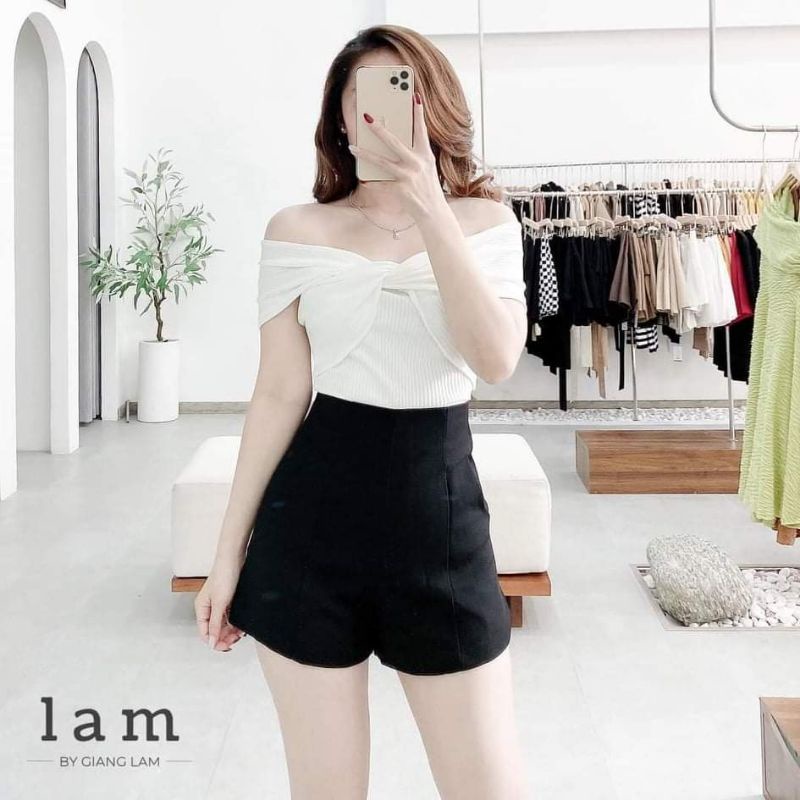 Quần short nữ trắng đen cạp cao -quần đùi nữ Vải tuyết mưa mặc đi chơi ở nhà đi biển