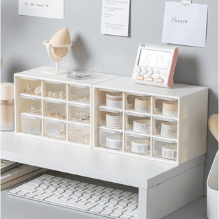 Kệ tủ 9 ngăn nhựa trắng trong suốt - kệ để bàn 9 ngăn 3 tầng - tủ đựng sticker hộp đựng sticker 9 ngăn kệ học để