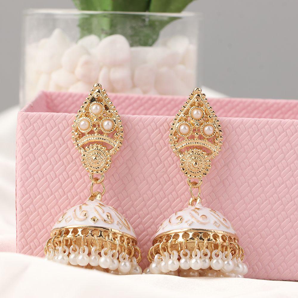 NIUYOU Khuyên Tai Oorbellen Hình Chuông Phong Cách Ấn Độ Jhumka Cổ Điển