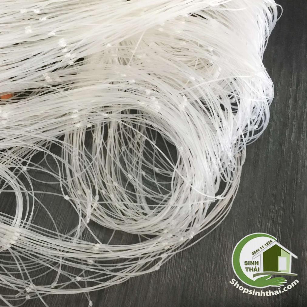 Lưới cước làm giàn leo màu trắng lỗ rộng 20cm, làm hàng rào, lưới chắn bóng