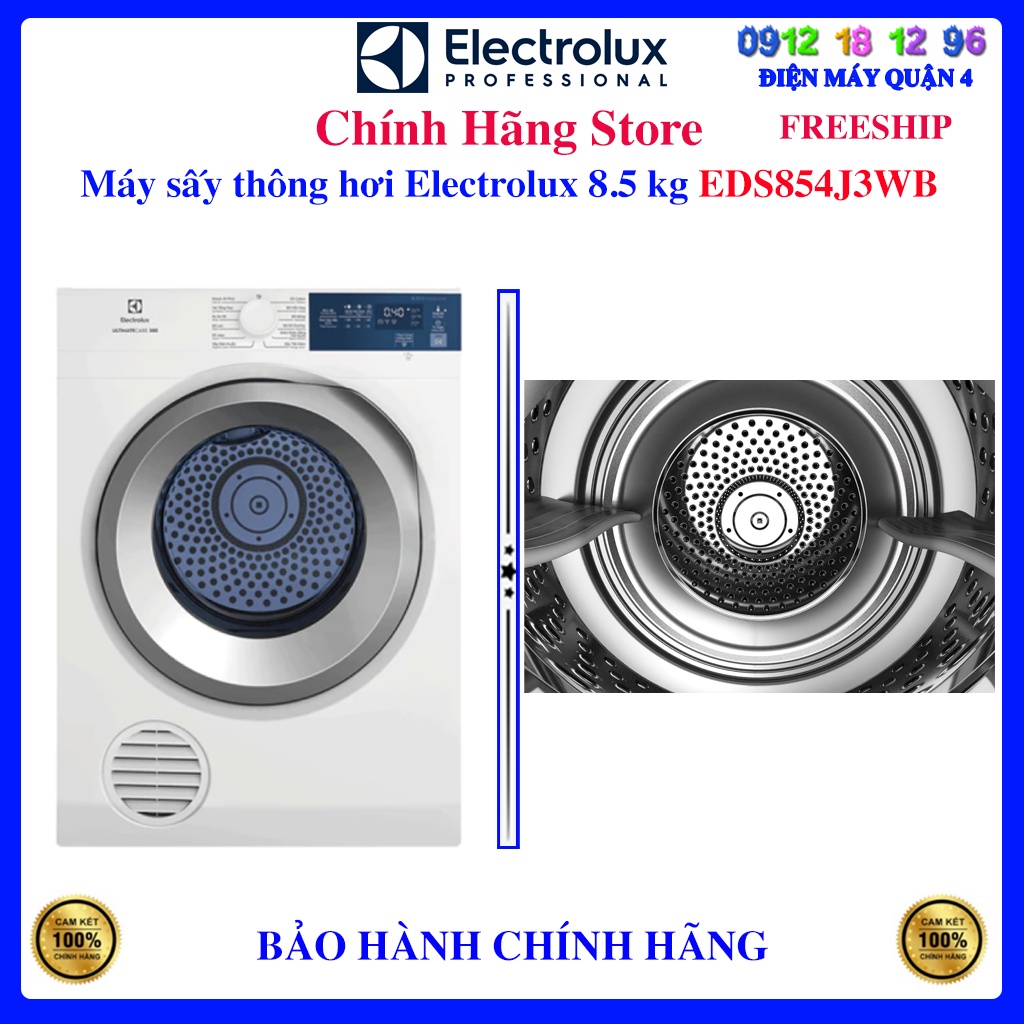 Máy sấy thông hơi Electrolux 8.5 kg EDS854J3WB