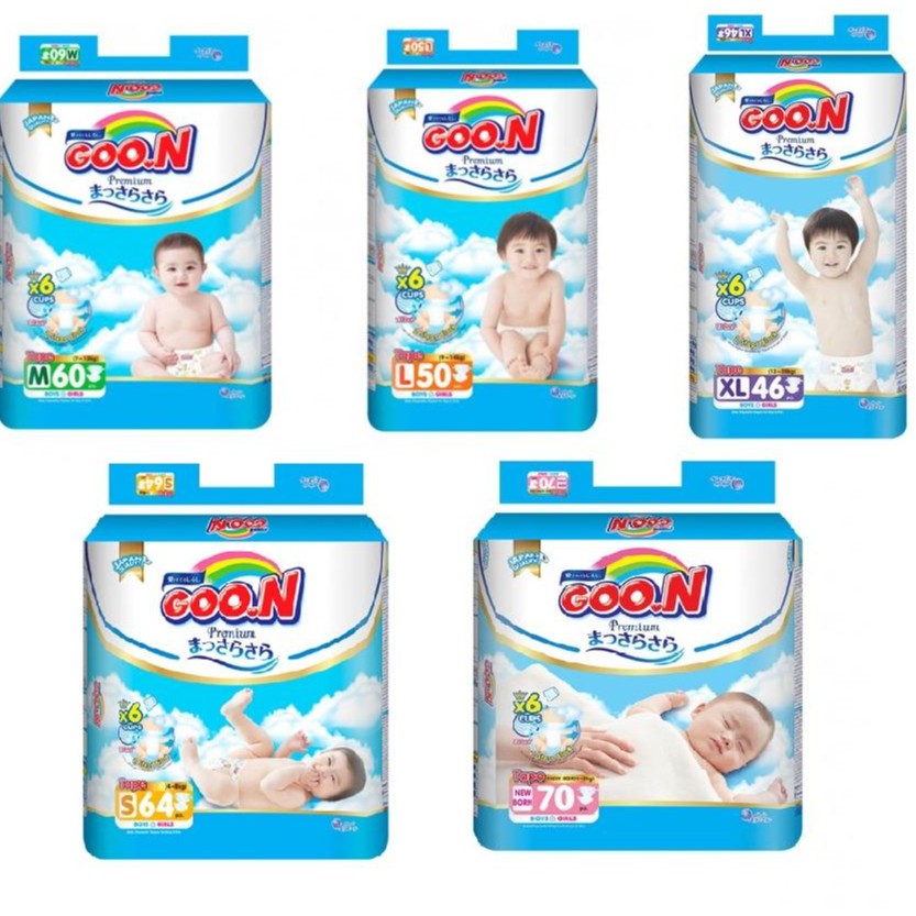 Bỉm Goon Slim Quần, Dán (Quần M60, L48, XL42, XXL34, XXXL26), (Dán M66, L56, XL50)