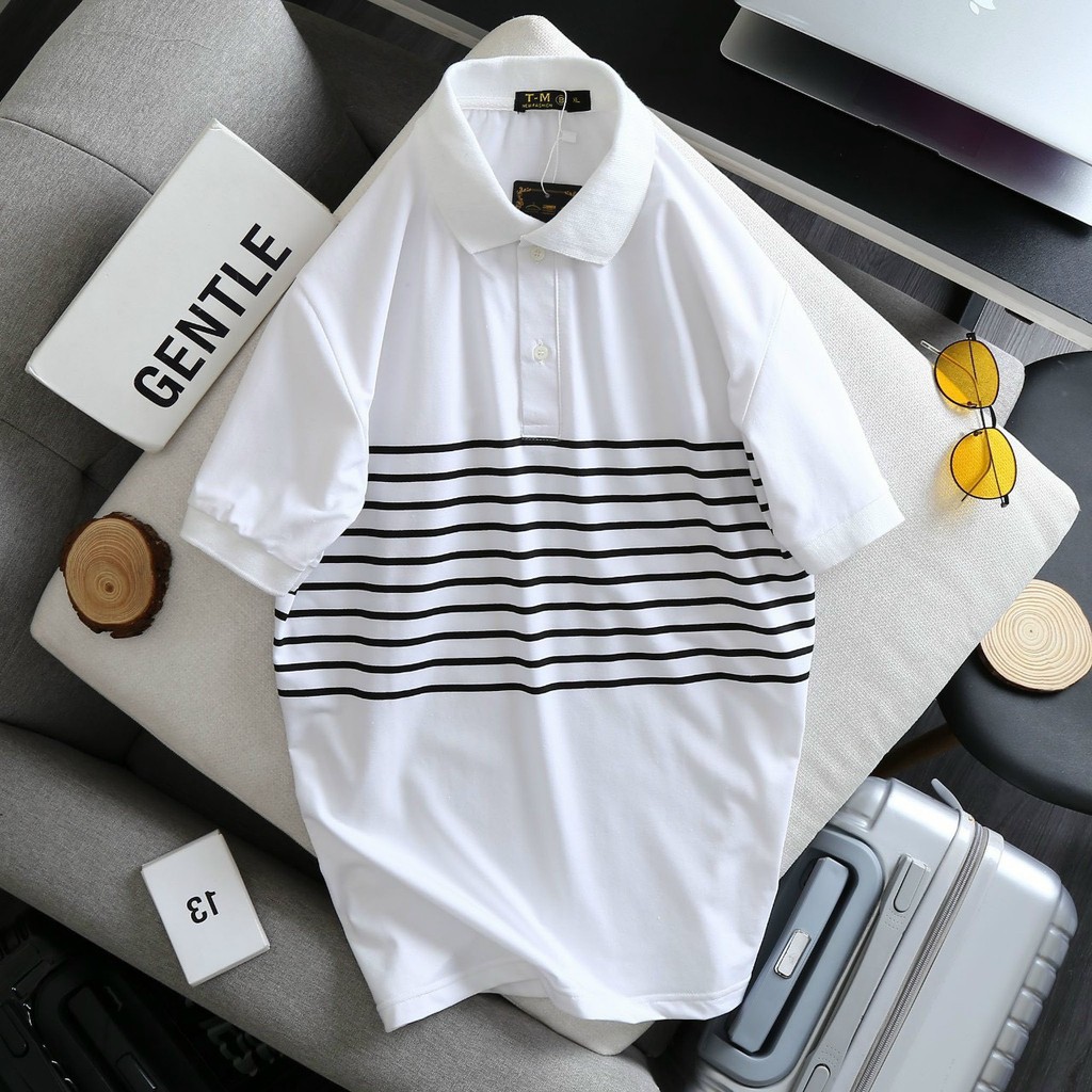 [FREESE SHIP] Áo Polo Cổ Bẻ Vải Cotton Sọc Ngang Trẻ Trung Năng Động | BigBuy360 - bigbuy360.vn