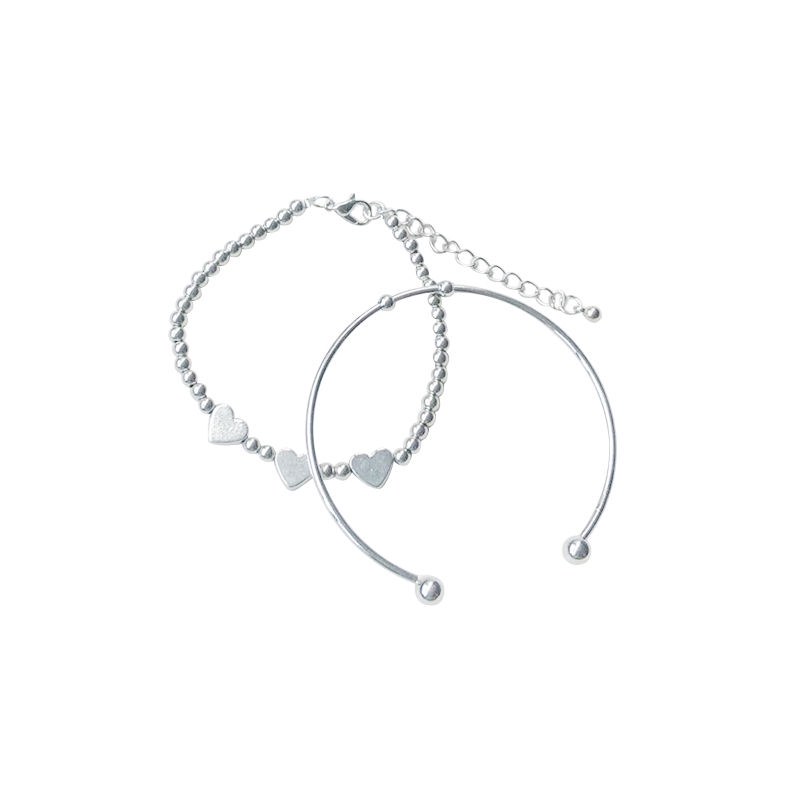 Vòng Tay Gắn Mặt Trái Tim Xinh Xắn Phong Cách Retro Hàn Quốc