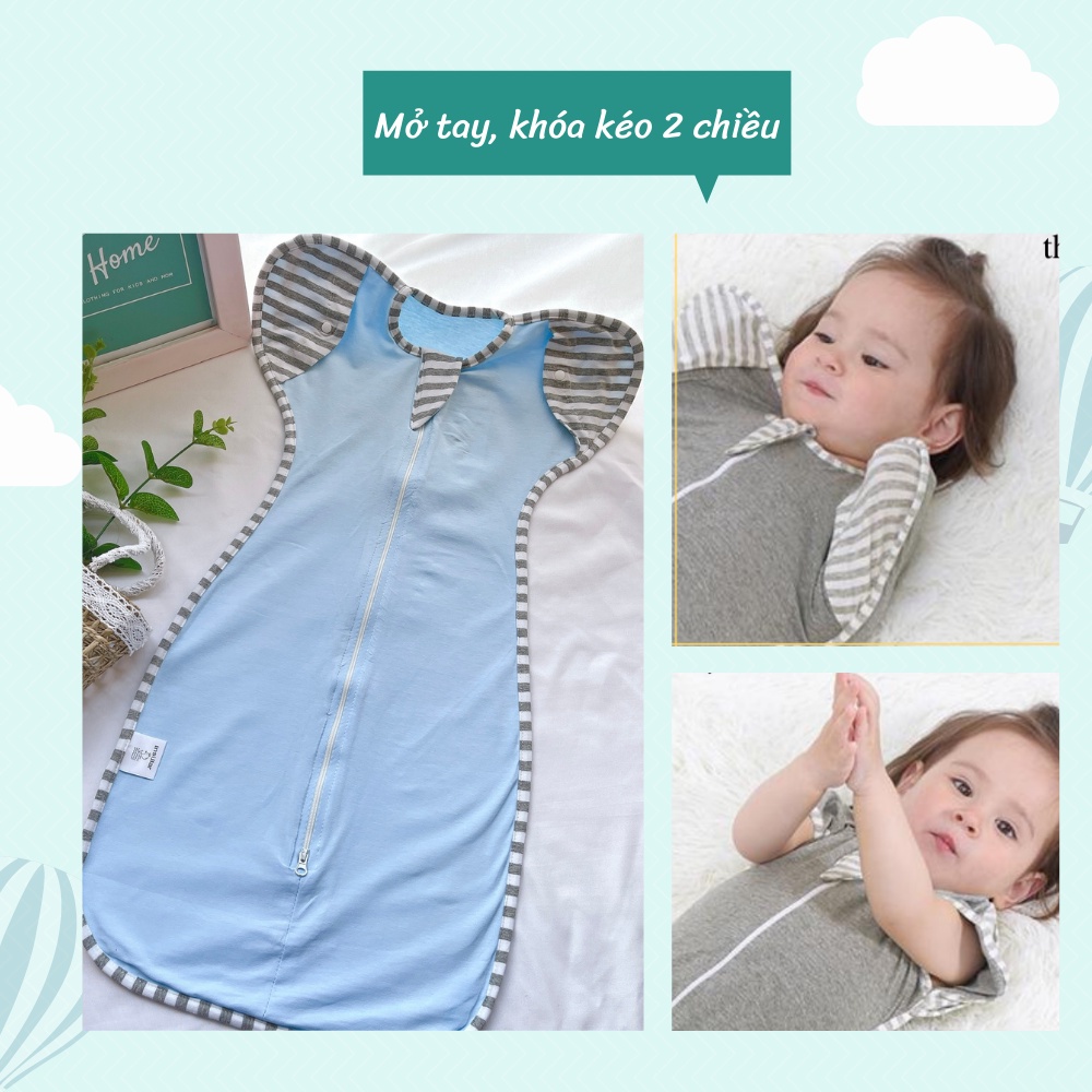 [6 MÀU] Túi ngủ trẻ em MOONIE cao cấp có cúc mở tay - Vải cotton co giãn 4 chiều mềm mịn