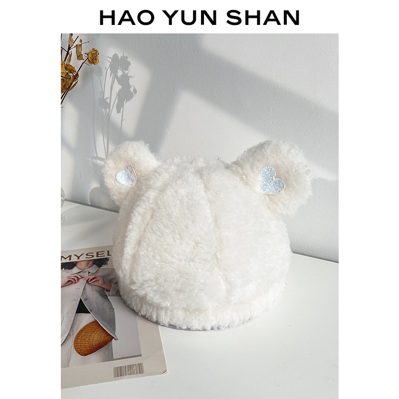 Mũ lông trùm đầu bảo vệ tai hình tai gấu hoạt hình ấm áp dễ thương dễ phối đồ cho nữ