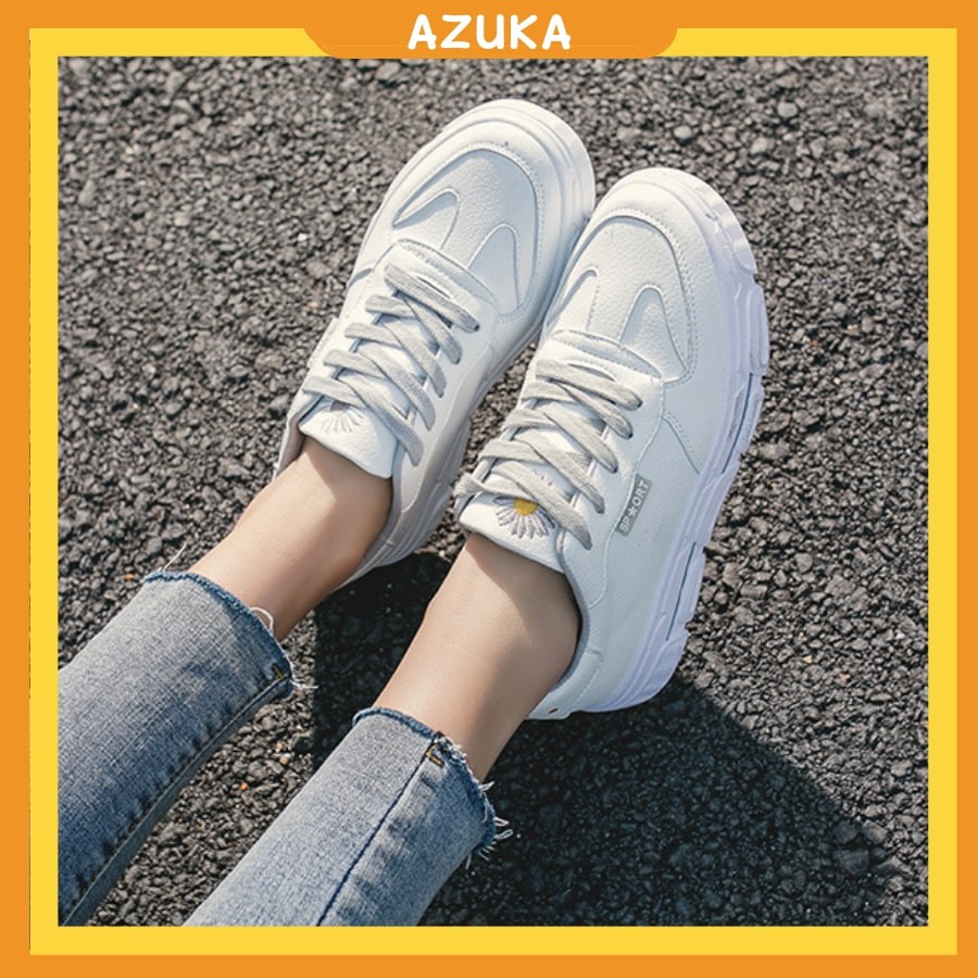 Giày thể thao nữ trắng giá rẻ đế bằng giày sneaker nữ trắng cao cấp hot trend AZUKA - C2