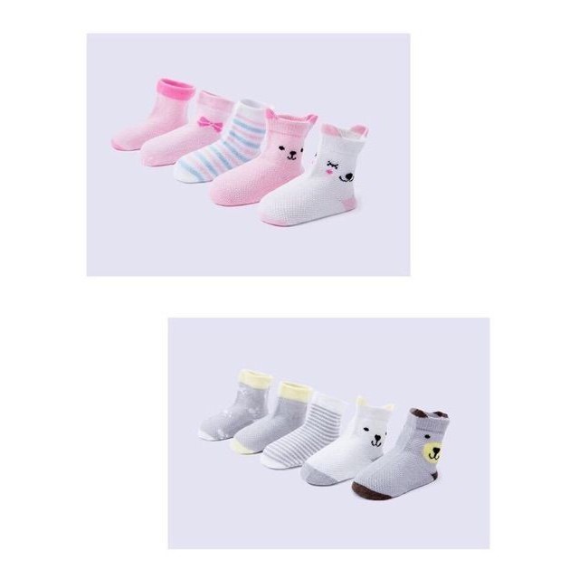 Sét 5 đôi tất lưới cổ cao dày dặn cực xinh cho bé