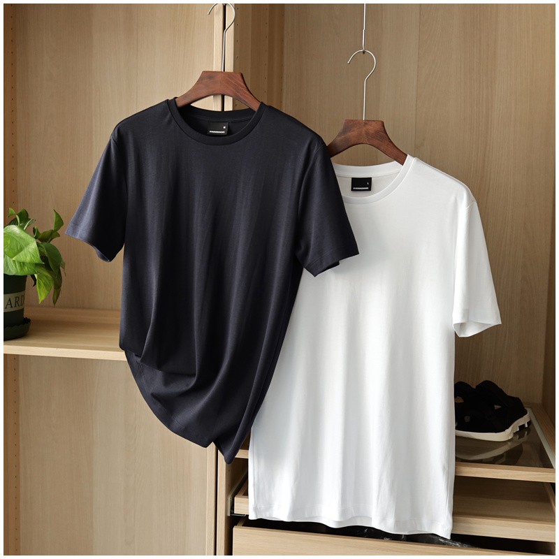 Áo thun nam cổ tròn unisex basic tee,áo phông cộc tay 2 màu đen trắng cotton co giãn 4 chiều