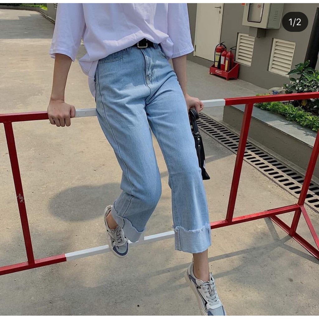 [ KHÔNG THỂ BỎ LỠ] QUẦN JEAN ỐNG RỘNG NỮ CAO CẤP BABO GẬP GÂU CỰC HOT CỰC CÁ TÍNH-NL23022058