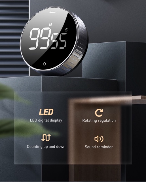 Đồng hộ Baseus hẹn giờ đếm ngược  Heyo Rotation LED Countdown Timer