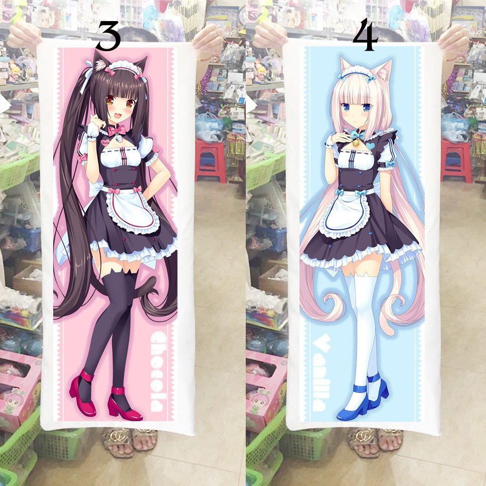 Gối ôm Gối ngủ Anime Chocola and vanilla có ruột bông 1mx40cm (Tặng 1 poster hoặc 1 huy hiệu)