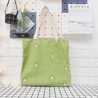 Túi vải bố hoạ tiết hình trái bơ mini