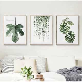 Bộ 3 tranh treo tường lá xanh