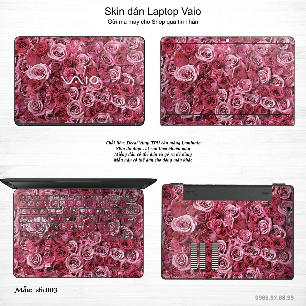 Skin dán Laptop Sony Vaio in hình Hoa văn sticker (inbox mã máy cho Shop)