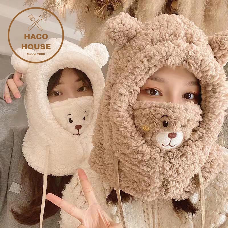 Mũ gấu chùm tai dễ thương cho mùa đông