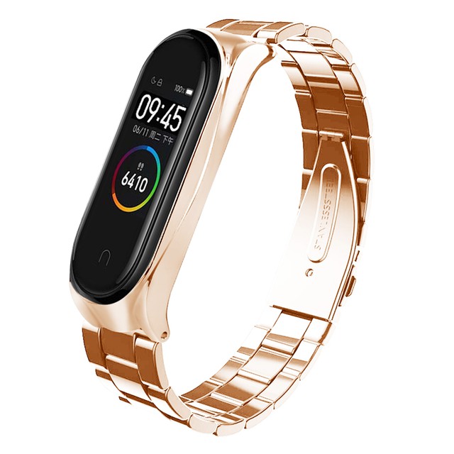 Dây đeo jansin bằng kim loại thay thế cho vòng tay thông minh Xiaomi Mi Band 4 3