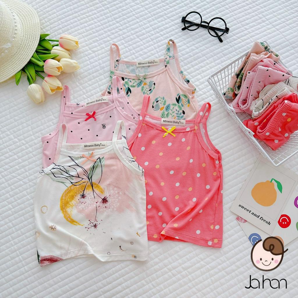 Bộ 2 dây Size 80-120  quần lửng qua gối cotton lạnh mát mịn cho bé gái