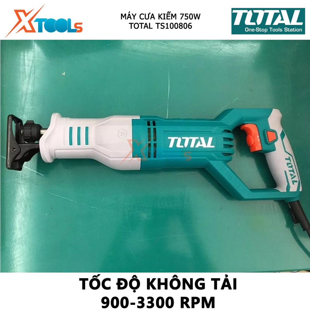 Máy cưa kiếm cầm tay TOTAL TS100806 máy cưa kiếm có điện thế 220V, 750 W, Tốc độ không tải 900-3300 rpm, chính hãng