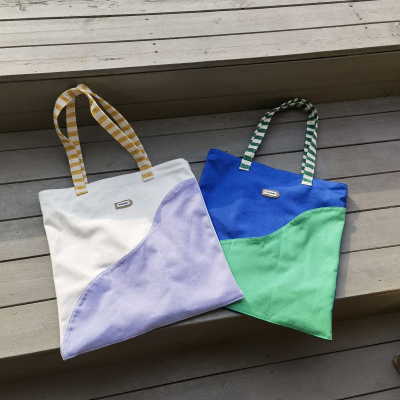 Túi xách canvas cỡ lớn IELGY màu sắc tương phản phong cách retro dành cho nữ