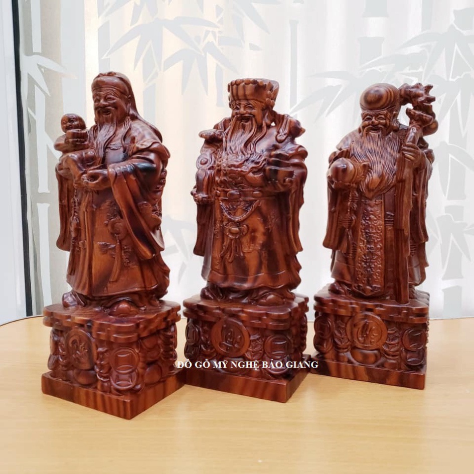 Bộ tượng tam đa phúc lộc thọ gỗ trắc dây cao 20 cm