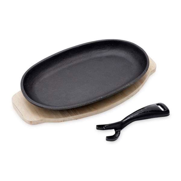 [ Đế Gỗ ] Chảo Gang Chống Dính Làm bít Tết Oval Đa Năng