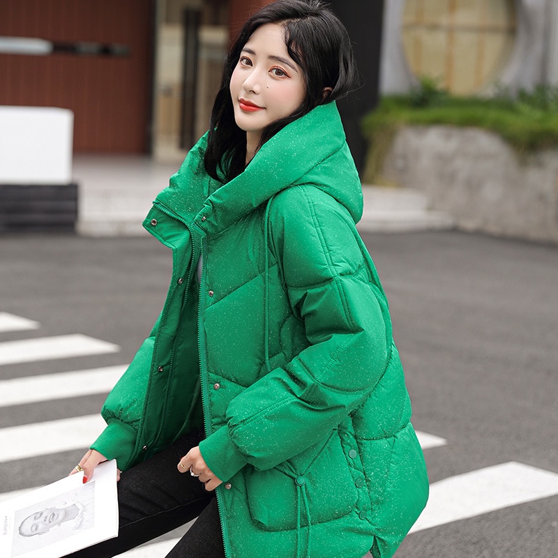 Áo Khoác Phao Đệm Cotton Dáng Ngắn Rộng Sáng Bóng Phong Cách Mới 2022 Cho Nữ