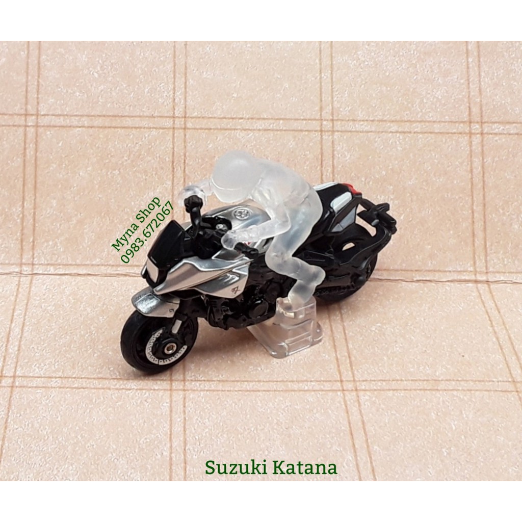 Đồ chơi mô hình tĩnh xe tomica không hộp, Suzuki Katana, mô tô 2 bánh (xe, đế &amp; người) tặng hộp PVC