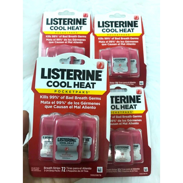 Miếng Ngậm Thơm Miệng Listerine Pocketpaks Cool Heat 72 miếng [dvcareshop]