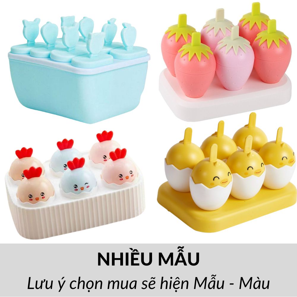 Khuôn làm kem que 6 khuôn (hình Gà con và hình khác) KM20095