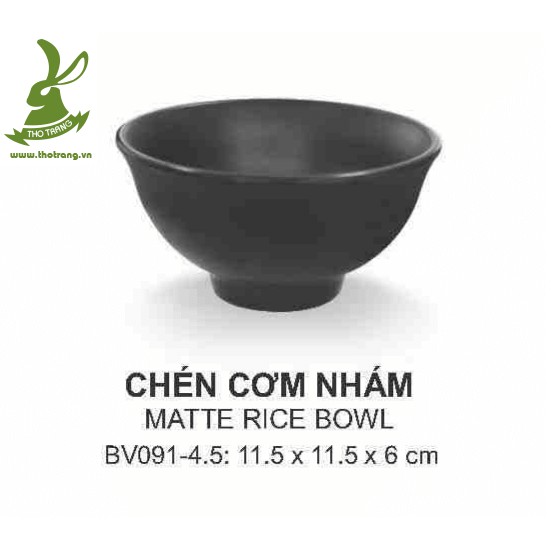 Bát Cơm Loe Nhựa Melamine Màu Đen Nhám Cho Quán Nướng Hàn Quốc 11.5*11.5*6cm Srithai Superware BV091-4.5