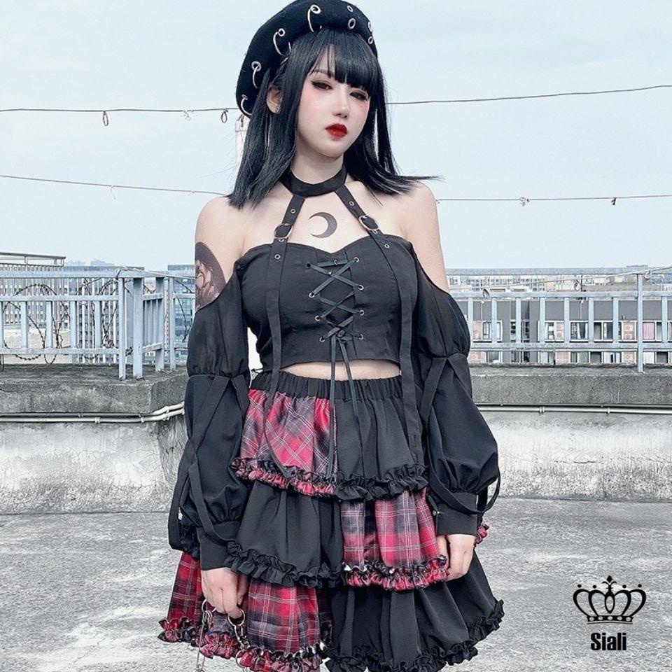 Chân Váy Chữ A Lưng Cao Màu Đỏ Tối Hóa Trang Nhân Vật Pettiskirt