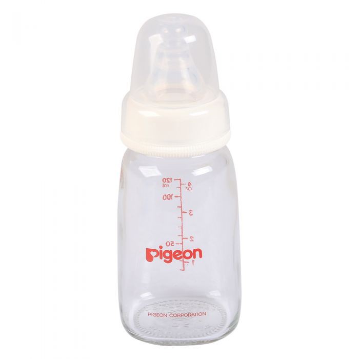 Bình sữa thủy tinh Pigeon 120ml /240ml cổ hẹp với núm vú silicone siêu mềm