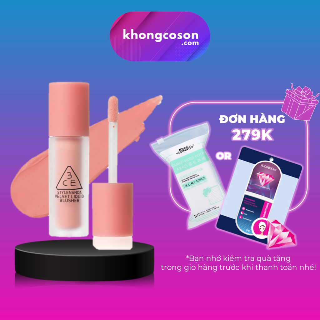 Phấn Má Hồng Dạng Kem 3CE Velvet Liquid Blusher - Khongcoson