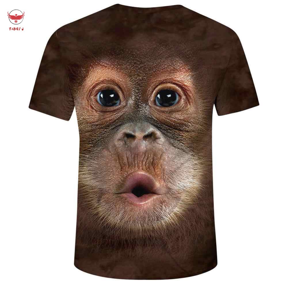 áo nam Tay Ngắn Cổ Tròn In Hình Khỉ Gorilla 3d