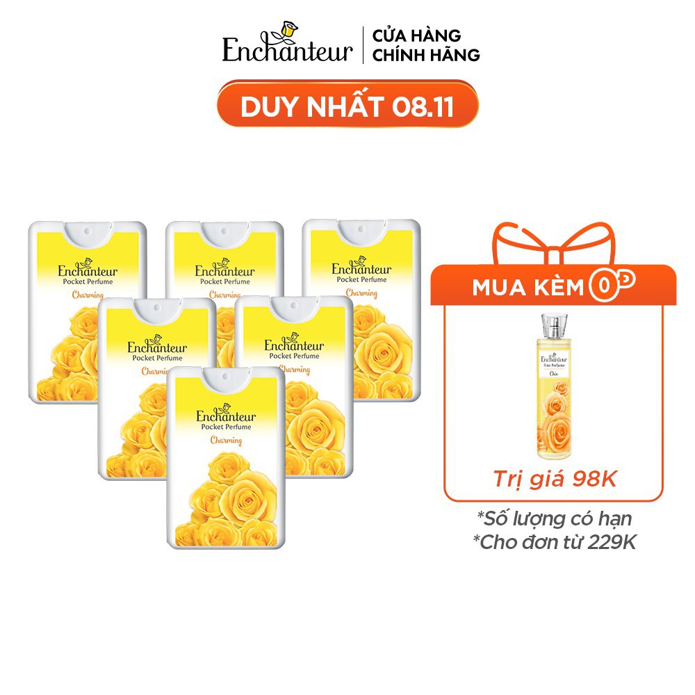 HÀNG NHẬP KHẨU -  [Mã ENCHHOT giảm 20K đơn 199K] Combo 6 Nước hoa bỏ túi Enchanteur 18ml/Chai - Hàng Nhập Khẩu | Thế Giới Skin Care