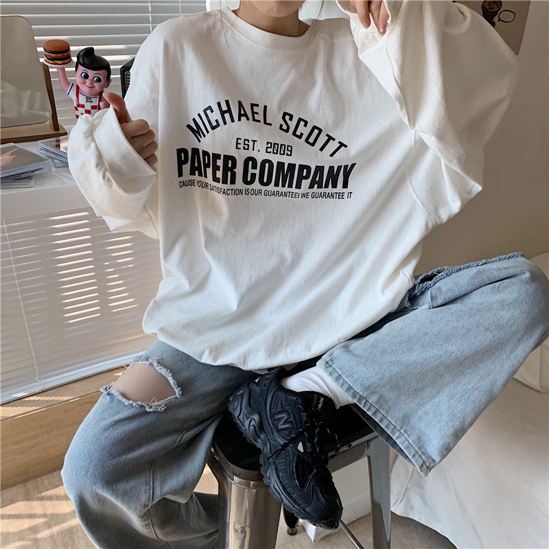 Áo Sweater Tay Dài Dáng Rộng In Họa Tiết Đơn Giản 3 Màu Phong Cách Hàn Quốc 2020 Cho Cặp Đôi