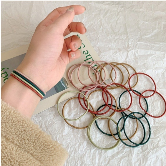 Dây buộc tóc chun cột tóc trơn nhiều màu túi zip 100 cái LAVENUSA CT07