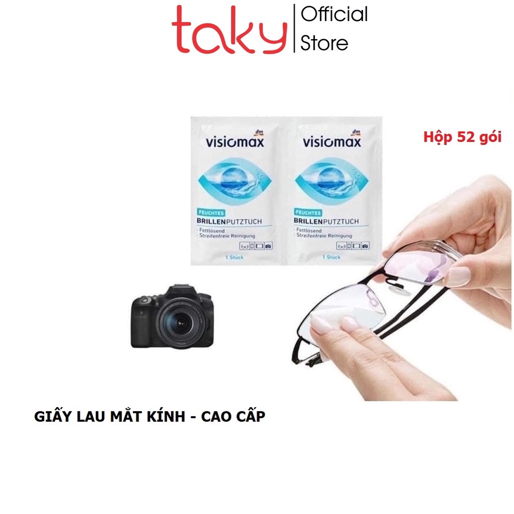 Khăn Lau Mắt Kính - Taky, Hộp 52 Gói - An Toàn, Sạch - Bảo Vệ Kính Khỏi Bụi Bẩn, Vân Tay, Mờ - 7226