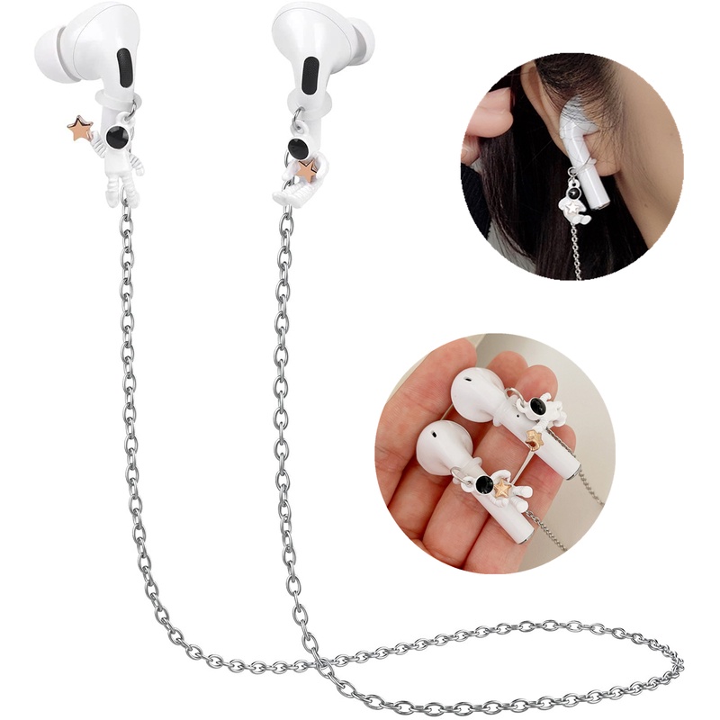 Dây Đeo Tai Nghe Bluetooth Chống Mất Hình Phi Hành Gia Bằng Hợp Kim Nhựa Thời Trang