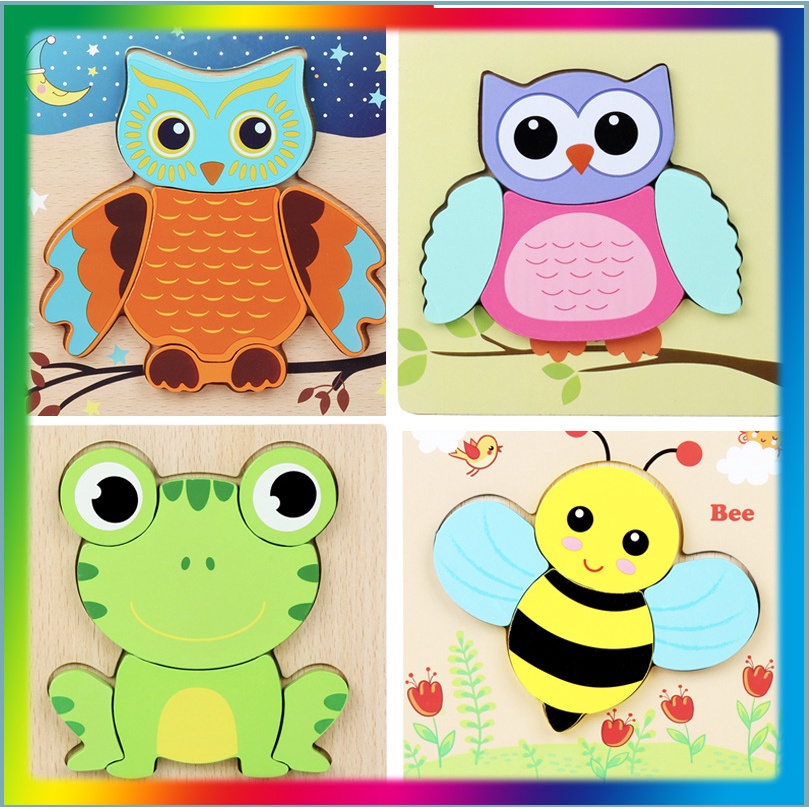 Đồ chơi ghép hình gỗ nổi 3D bằng gỗ thông minh giáo dục Montessori nhiều chủ đề giúp bé phát triển trí tuệ