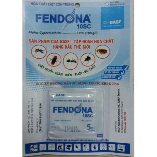 Thuốc diệt- Muỗi, Gián, Kiến giá tốt- gói FENDONA 10cs 5ml